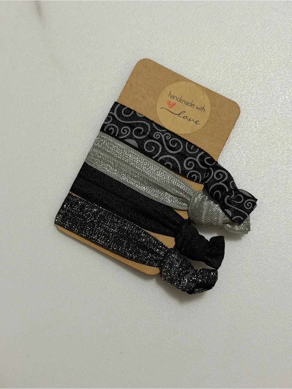 JSCatalog Black and Silver Elastic Hair Tie Set - 5 Pack